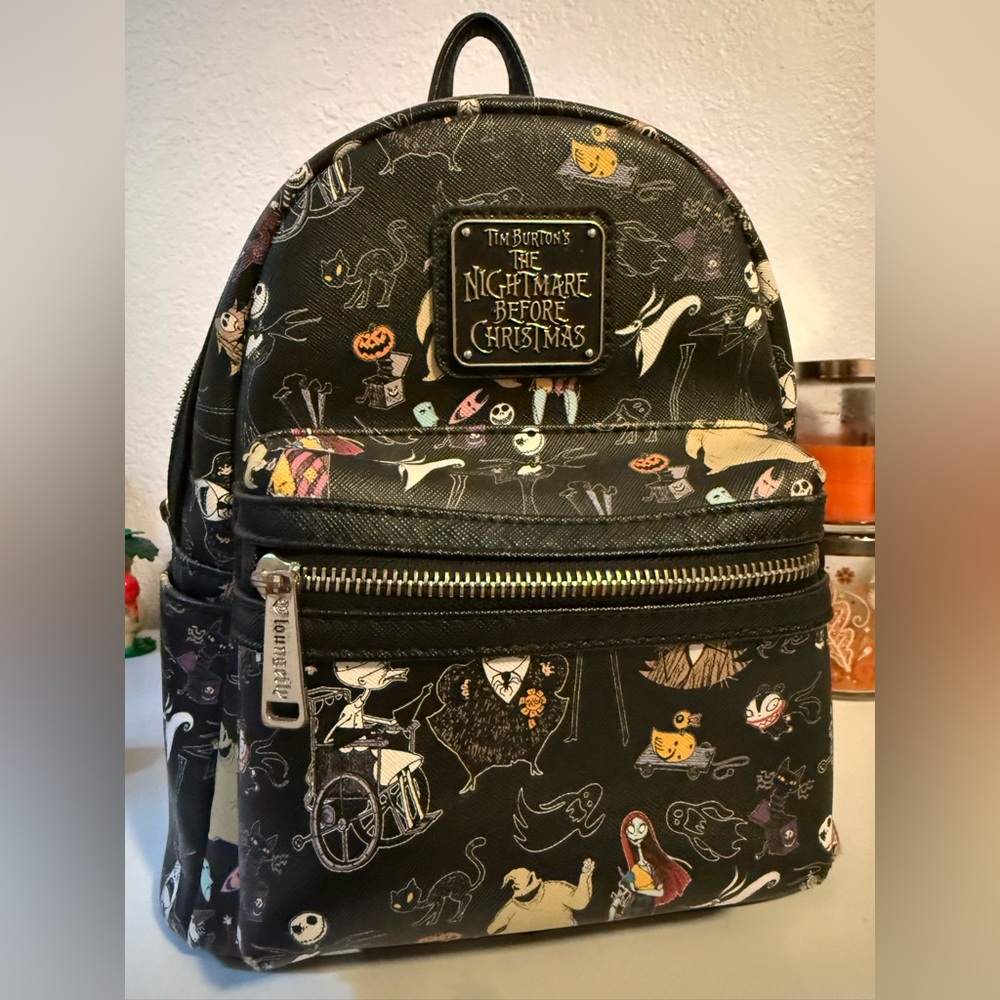 Disney Loungefly Black and Multicolor Nightmare Before Christmas Backpack
